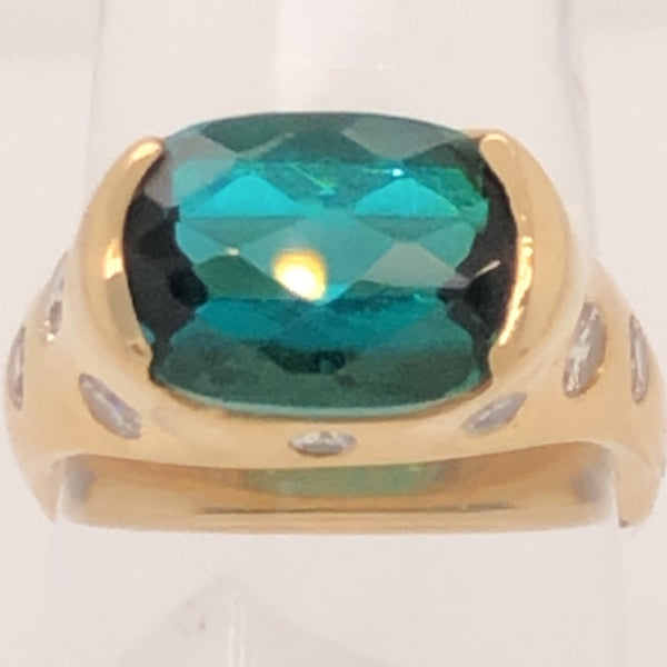 18K Yellow Gold Beautiful Indicolite Tourmaline Ring  CR0192