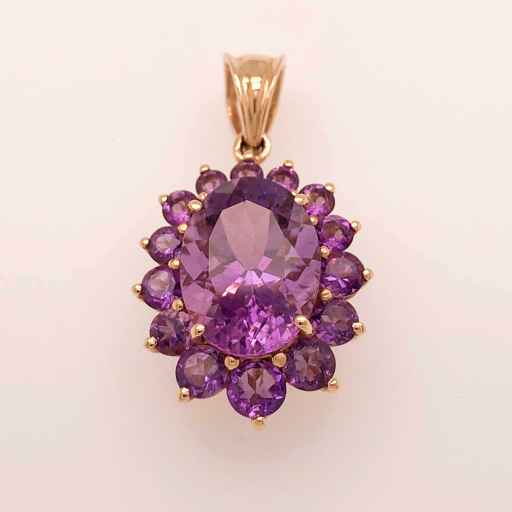 14K Yellow Gold Pendant with Large Purple Amethyst Cluster  CPEND0030