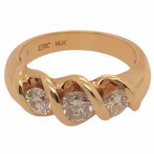 14K Yellow Gold Three Diamond Ring  CR0241