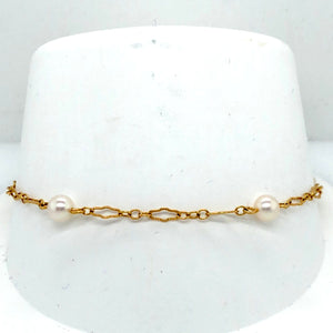 14K Yellow Gold Pearl Chain Bracelet  JH0012
