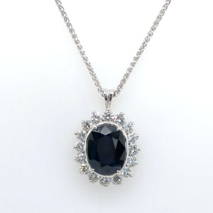 14K White Gold Sapphire Diamond Necklace  CN0112