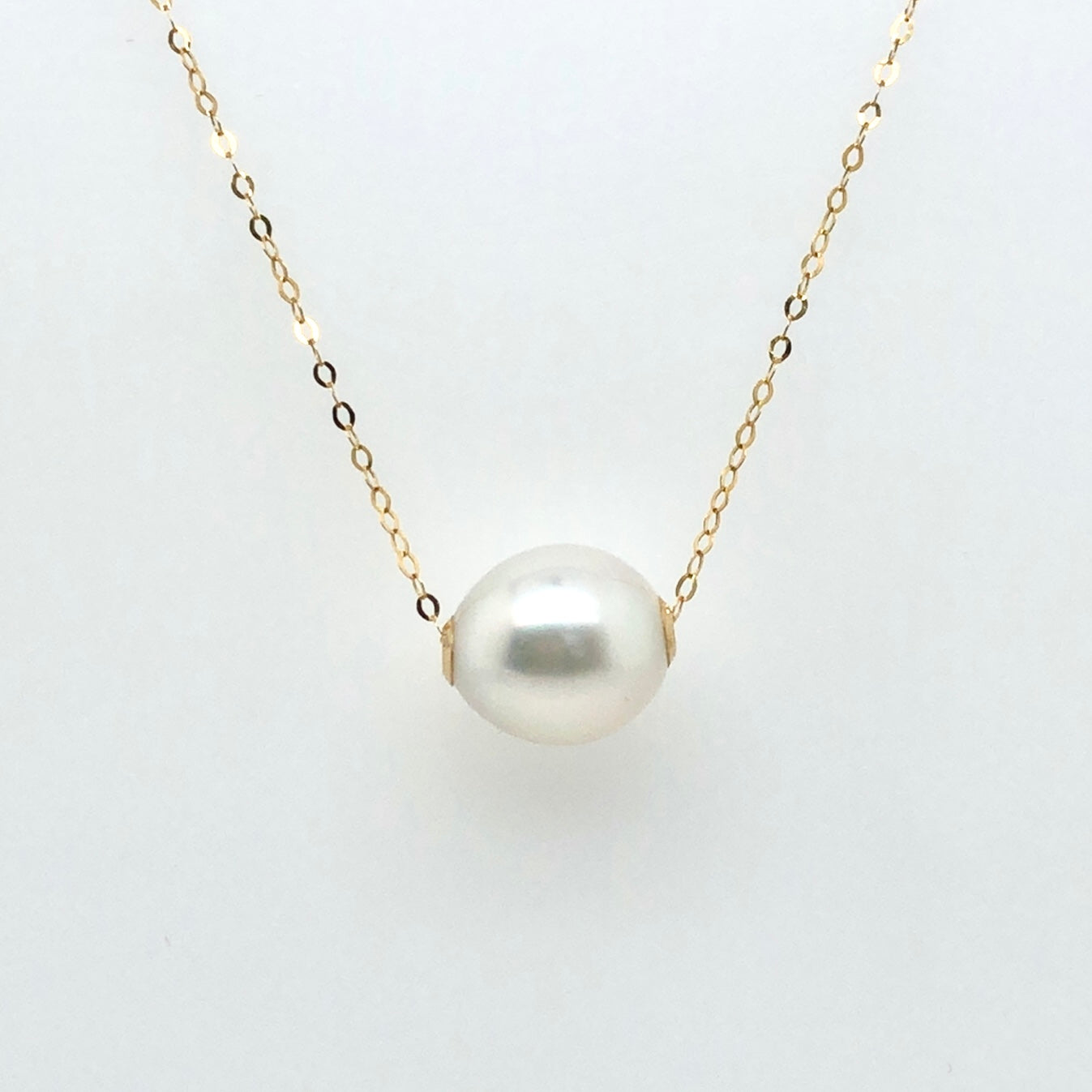14K Yellow Gold Floating Pearl Necklace  CN0109