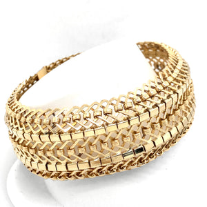 A Statement Piece: 18K Yellow Gold Wide Open Weave Bracelet  CB0110